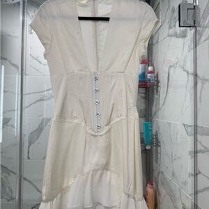 House of CB Ivory High-Low Button Dress